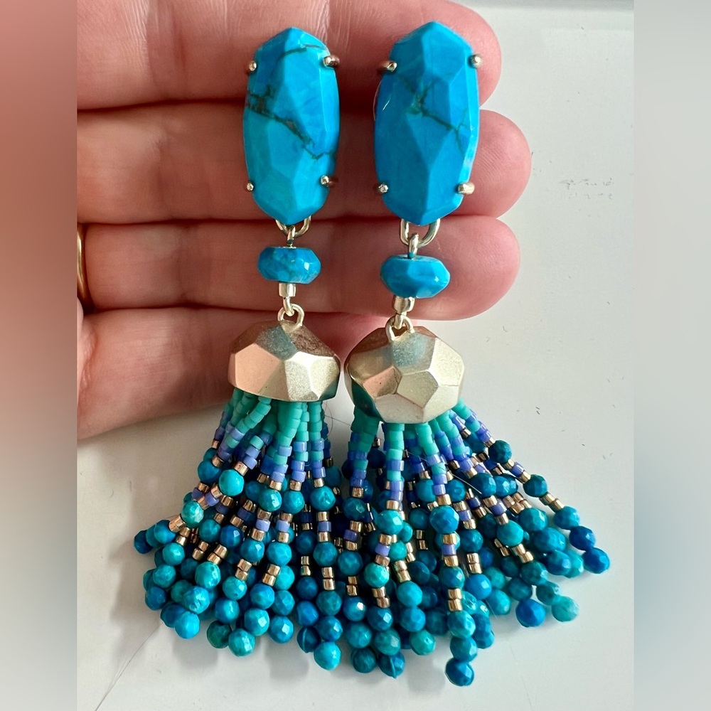 Kendra Scott Dove Tassel Earrings in Turquoise - Picture 4 of 6